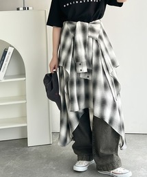 H.jelly チェック柄　巻きスカート付フリルスカート コルセット風フリルチェックスカート– A AM STUDIO