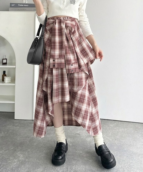 mily bilet ロング スカート 「mily bilet」旬のレイヤード風スタイル