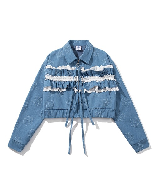HOPE STOCKHOLM ワイド クロップド デニムジャケット 44 美品 ジャケット テーラードジャケット HOOK for girls -original- 花模様