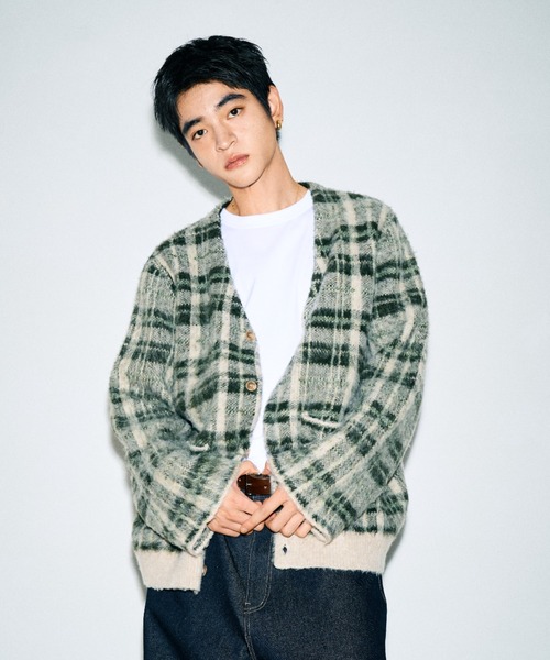 Elanque カーディガン checked cardigan / チェックカーディガン 