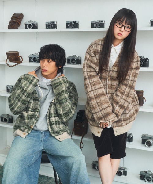 Elanque カーディガン checked cardigan / チェックカーディガン