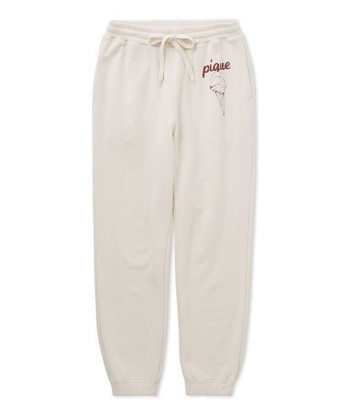 パジャマ ルームウェア 「UNISEX」裏毛ワンポイントロングパンツ レディース | gelato pique | 01