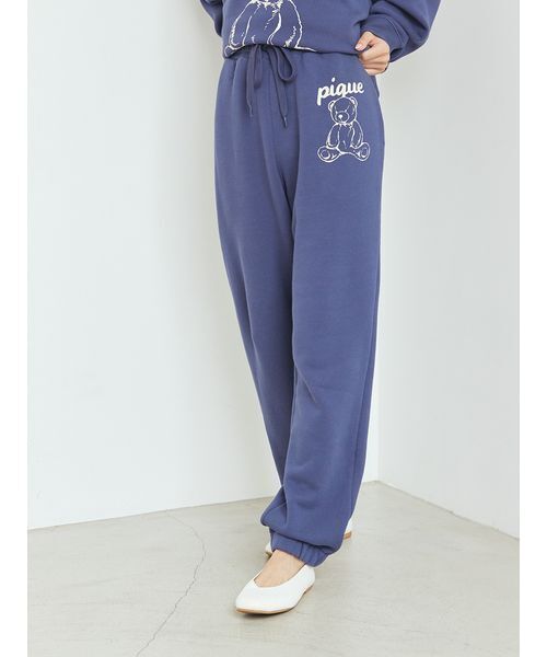 パジャマ ルームウェア 「UNISEX」裏毛ワンポイントロングパンツ レディース | gelato pique | 04