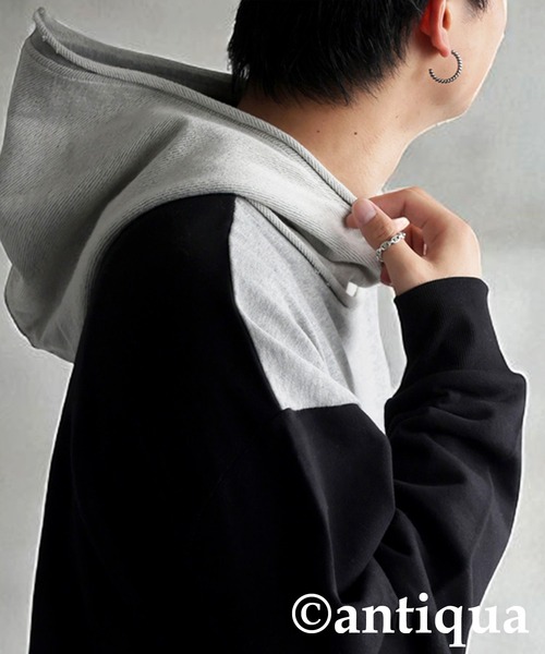 antiqua（アンティカ） パーカー バイカラー裏毛フーディー レディース