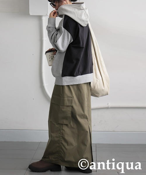 antiqua（アンティカ） パーカー バイカラー裏毛フーディー レディース