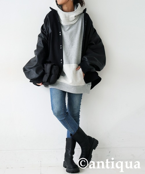 antiqua（アンティカ） パーカー バイカラー裏毛フーディー レディース