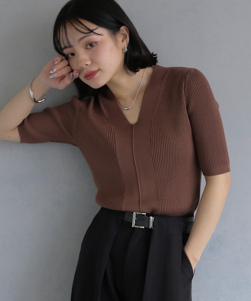 「cheriella」 半袖ニット M チャコールグレー レディース_画像7