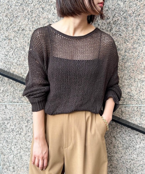 「BABYLONE」 長袖ニット フリー ブラウン レディース_画像4