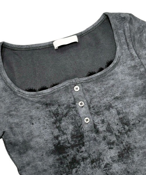 「XU」 半袖Tシャツ ONE SIZE ホワイト×グレー レディース_画像5