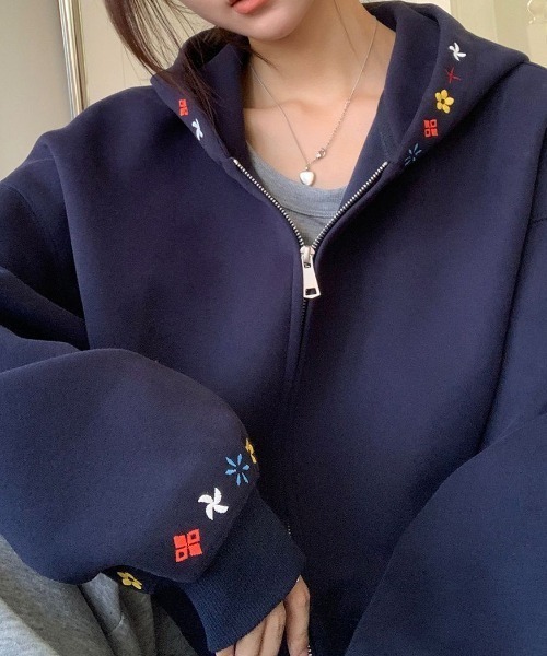 Aelina パーカー 刺繍リラックスバーカー レディース : ZOZOTOWN Yahoo