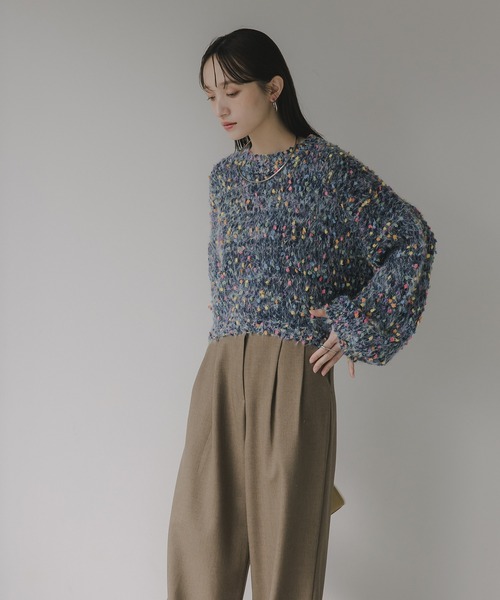 ミックスカラー ワイドリブ ニット プルオーバー ミックスニット リブニット 210nouve（トゥージュヌーヴ） ニット セーター ミックスカラー