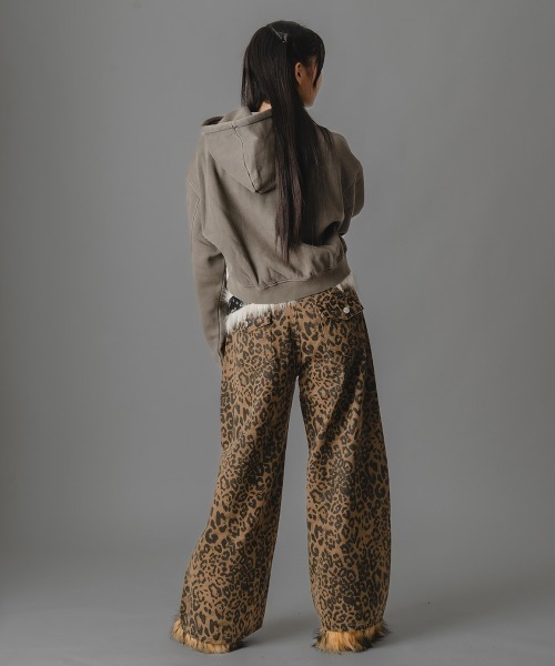 【希少レア】短丈 ダブルジップ パーカー クレイジーパターン 茶色 黒 セール】Doublezip parker / ダブルジップパーカー（パーカー）｜THE