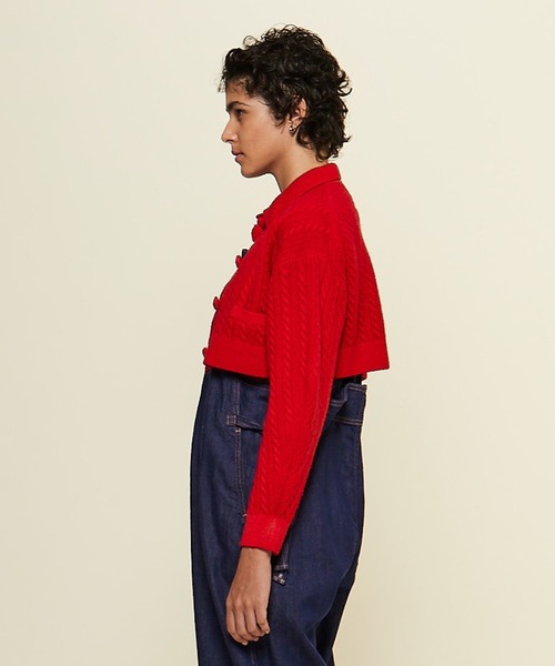 CURRENTAGE カーディガン 「CURRENTAGE/カレンテージ」Cable short