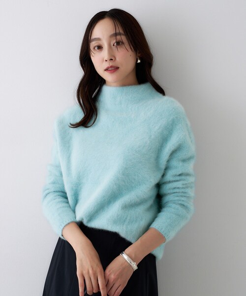 近年.美品☆アンタイトル ふわふわ フォックスファー クルーネックニット 2TL UNTITLED（アンタイトル） ニット セーター 「大人な品格/ふわふわ