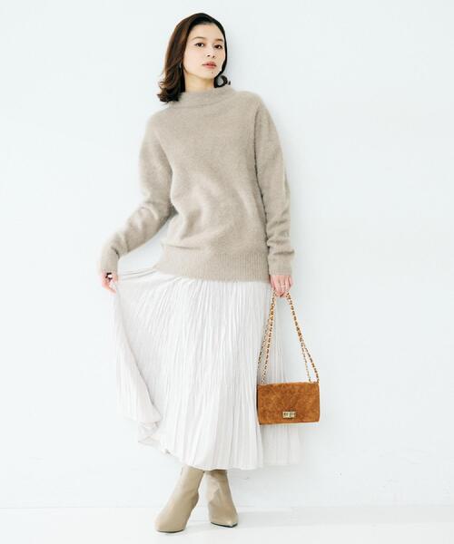 近年.美品☆アンタイトル ふわふわ フォックスファー クルーネックニット 2TL UNTITLED（アンタイトル） ニット セーター 「大人な品格/ふわふわ