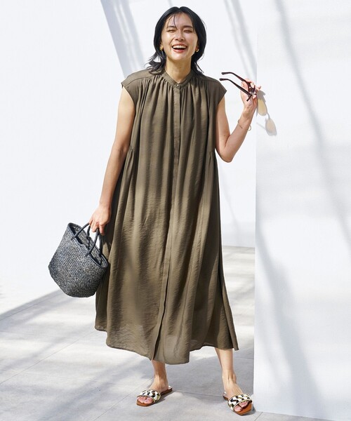 「UNFILO」 ノースリーブワンピース MEDIUM グリーン レディース_画像2
