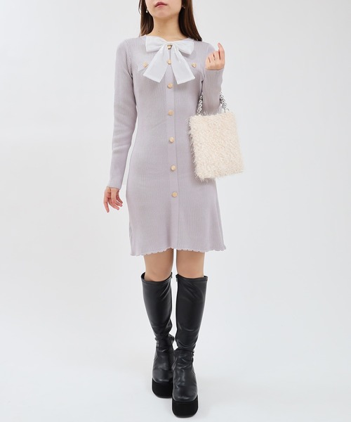 「ASTORIA ODIER」 ニットワンピース LARGE ラベンダー レディース_画像4