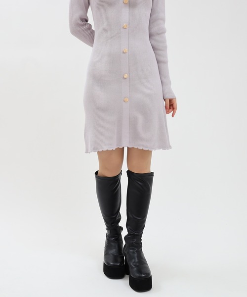 「ASTORIA ODIER」 ニットワンピース LARGE ラベンダー レディース_画像9