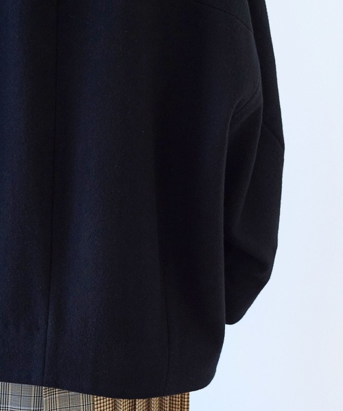 yuni ノーカラーコート コート ウールsuper100 middle length cocoon
