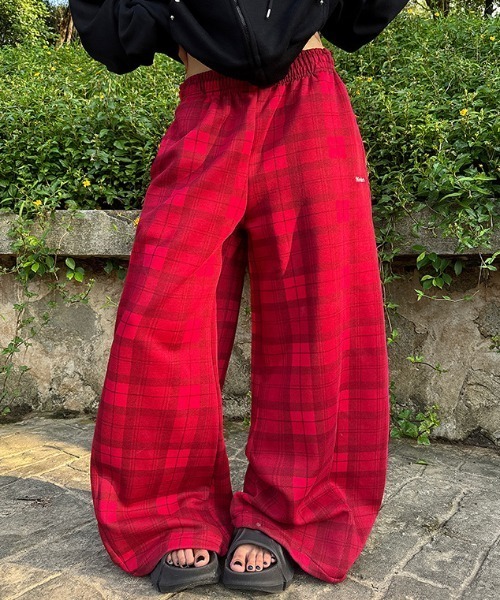 パンツ Red check wide pants レディース : ZOZOTOWN Yahoo!店 - 通販