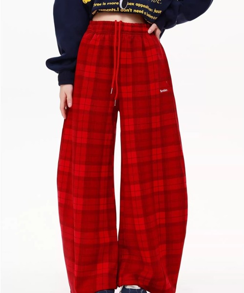 パンツ Red check wide pants レディース : ZOZOTOWN Yahoo!店 - 通販