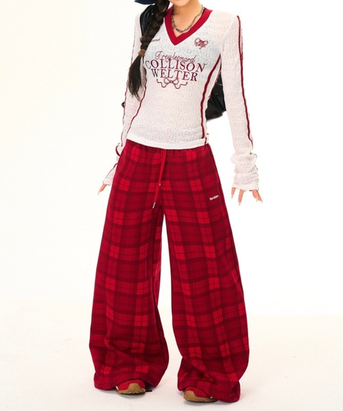 パンツ Red check wide pants レディース : ZOZOTOWN Yahoo!店 - 通販