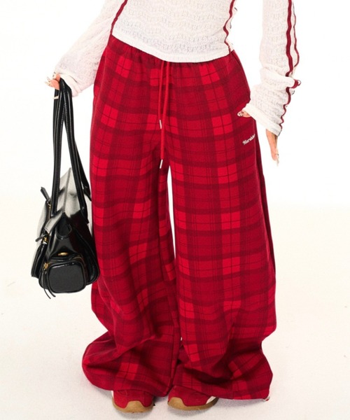 パンツ Red check wide pants レディース : ZOZOTOWN Yahoo!店 - 通販