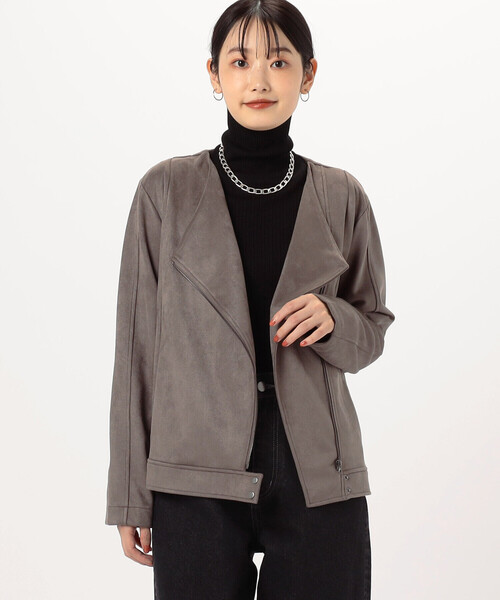 「COMME CA ISM」 ライダースジャケット MEDIUM ブラウン レディース_画像3