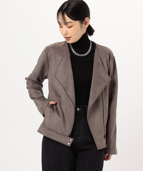 「COMME CA ISM」 ライダースジャケット MEDIUM ブラウン レディース_画像4