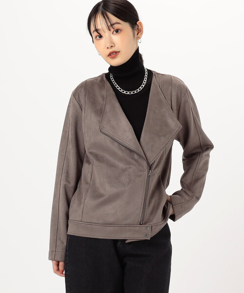 「COMME CA ISM」 ライダースジャケット MEDIUM ブラウン レディース_画像5