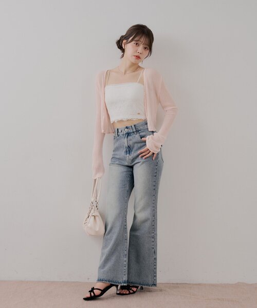 Chico（チコ） カップ付き キャミソール カップ付きレースベアチューブ
