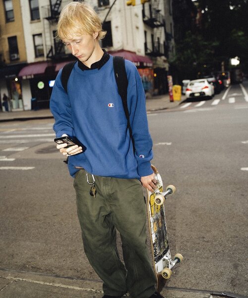 「Champion」 スウェットカットソー LARGE ブラック メンズ_1