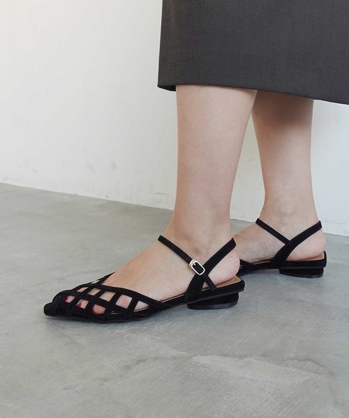 サンダル Vカットメッシュストラップサンダル レディースの画像