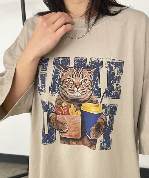 Cat Printed Tshirt キャットプリントTシャツ K15TS771 CRB tシャツ 半袖 キャットプリントビッグTシャツ レディース