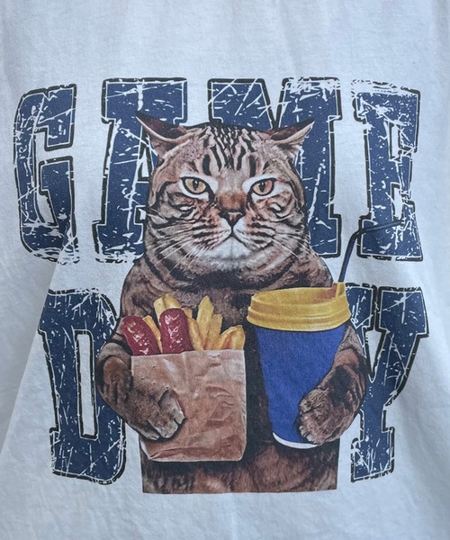 CRB tシャツ 半袖 キャットプリントビッグTシャツ レディース