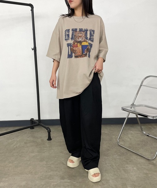 あむ【Outtheblue】ドット柄 キャットプリント 半袖Tシャツ 楽天市場