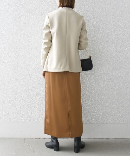 「SHIPS any」 ノーカラージャケット ONE SIZE ネイビー レディース_画像9