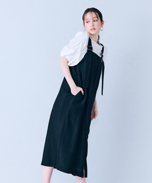 tシャツ タックボリュームスリーブカットソー レディースの画像