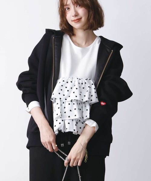 「PICCIN PERLA」 ジップアップパーカー M ブラック レディース_画像8