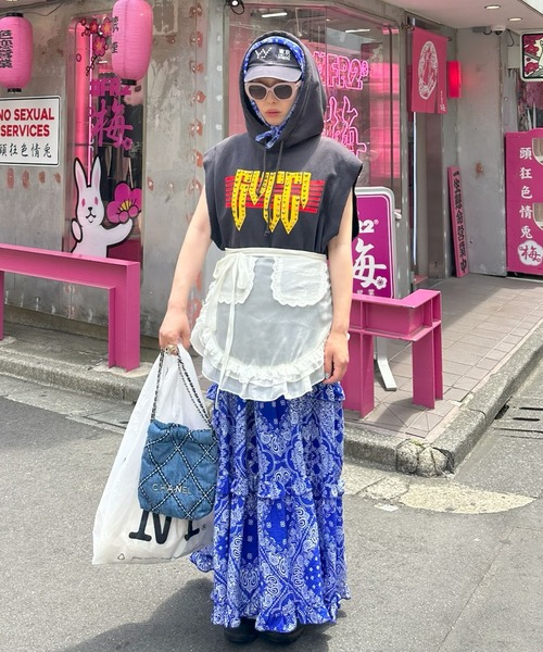 ペイズリー柄フリルエプロン Alley Tokyo ベルト シアーフリフリエプロン レディース : ZOZOTOWN