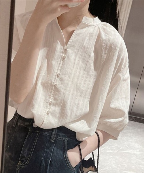 shoppinggo ブラウス シャツ 白シャツ レディース トップス 襟付き