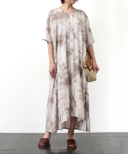 ワンピース シャツワンピース タイダイ柄プリントサイドスリットシャツマキシワンピース Zozotown Paypayモール店 通販 Paypayモール