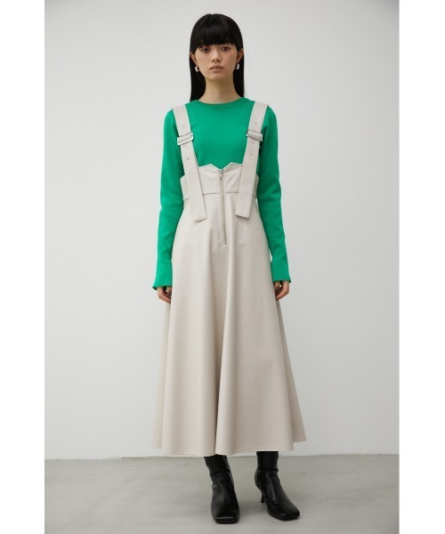 AZUL BY MOUSSY ワンピース FAUX LEATHER Z-UP JUMPER SKIRT/フェイク