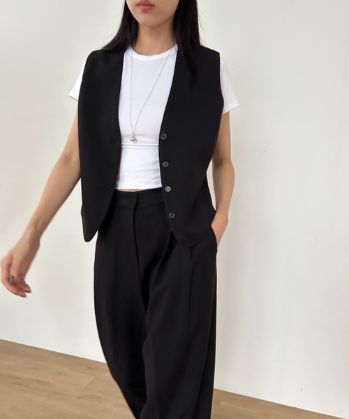 ベスト ジレ 「DIDOT.」ウールブレンド テーラード ベスト レディース Didot.showroom ベスト ジレ 「DIDOT.」ウールブレンド