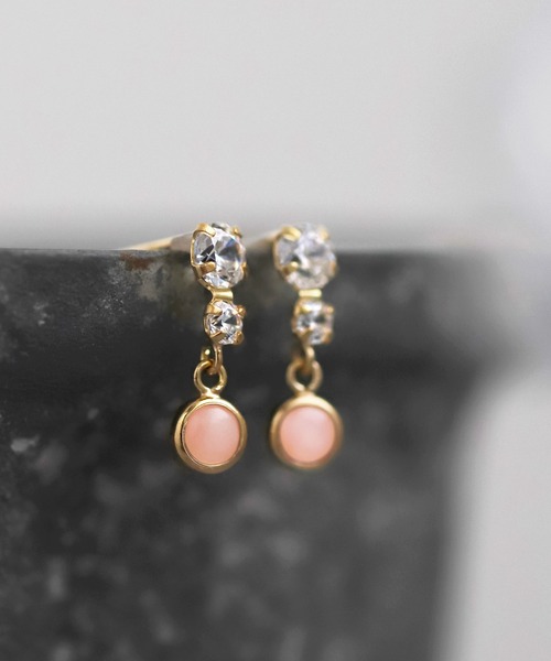ANEMONE（アネモネ） ピアス 天然石×ビジューピアス「K10」 レディース 
