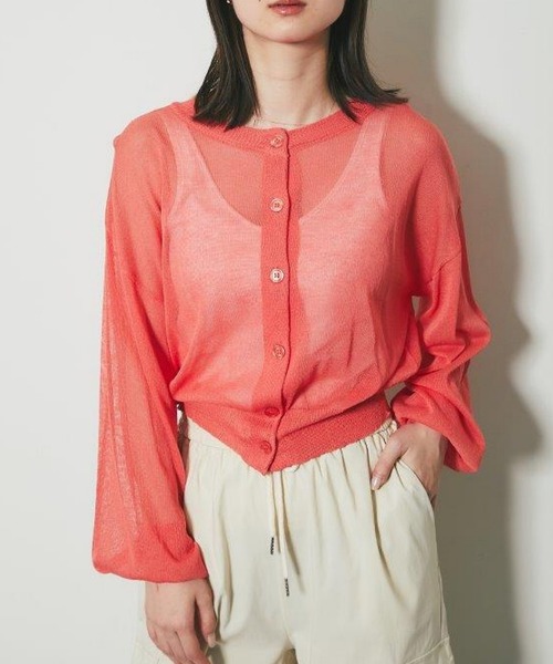 美品 アドーア ADORE 麻コットン シアーカーディガン ヨーロッパリネン
