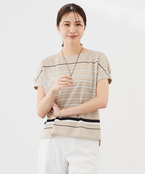 tシャツ パネルボーダー フレンチスリーブ カットソー レディース tシャツ パネルボーダー フレンチスリーブ カットソー