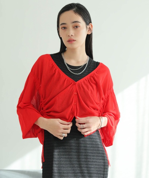 LADYMADE カーディガン シャーリングシアーニットカーディガン