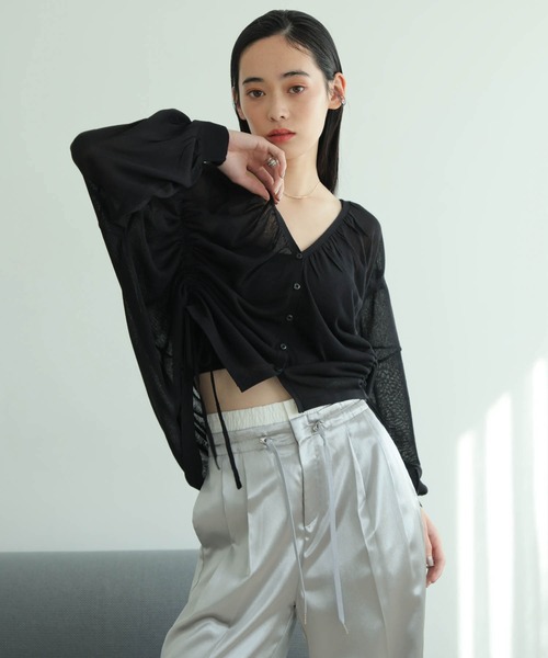 カーディガン シャーリングシアーニットカーディガン レディース LADYMADE カーディガン シャーリングシアーニットカーディガン