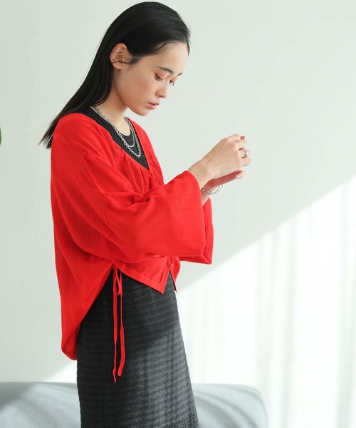 カーディガン シャーリングシアーニットカーディガン レディース LADYMADE カーディガン シャーリングシアーニットカーディガン